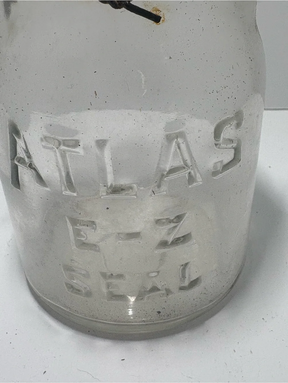 Vtg Atlas E-Z Seal Pint Mason Jar Wire Bail Clear Glass Lid 6 G Base  cottage